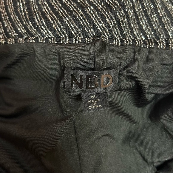NBD | Tuxedo Legging in Silver Stripe Metallic High Rises Pull-On Pants Size M - Picture 3 of 15